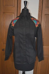 VTG Women's WRANGLER Authentic WESTERN Apparel LS Shirt M Southwestern MINT - Picture 1 of 8