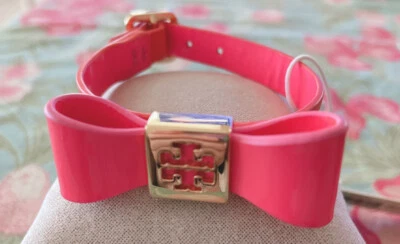 Tory Burch бант кожаный браслет, неоновый розовый оранжевый, новый с Ярлыками - Изображение 1 из 4