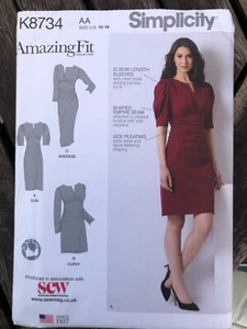 Simplicity Sewing Pattern K8734 Amazing Fit Knit Dress 2 Lengths 10-18 Unused - Picture 1 of 2