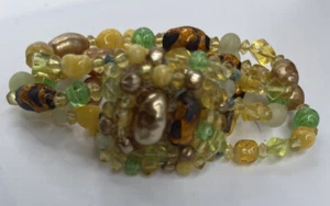 VTG 50s LOUIS ROUSSELET France Pate De Verre POURED GLASS Bracelet 3 Row Clasp - Picture 1 of 9