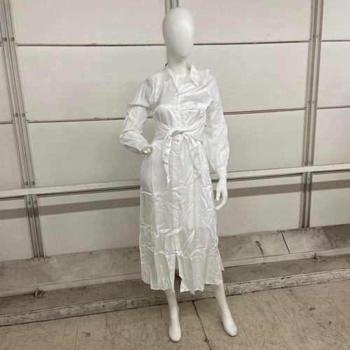 OFF WHITE ALLSAINTS Clanetta Midi Camicia Abito Donna Taglia 0 Off Bianco WD090Y