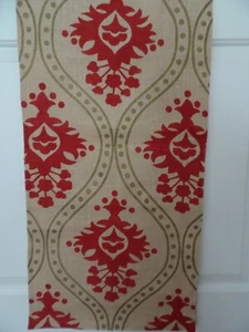72" Burlap Table RunnerTaupe/Rust-Screen Print-NWOT-Cotton Lined-Farmhouse - Picture 1 of 5
