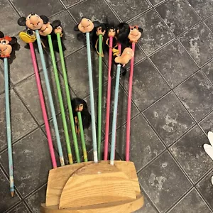 Vintage 1950er Jahre Disney Bleistift Toppers, Bleistifte und seltener Halter! - Bild 1 von 6