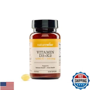 NatureWise Vitamin D3 4000IU + K2 (MK7) 100mcg with Organic Extra Virgin Coco - Picture 1 of 5