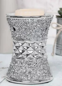 13cm Silver Shade Sparkle Tea Light Candle Lantern Holder Wax Oil Burner Decor👌 - Picture 1 of 2