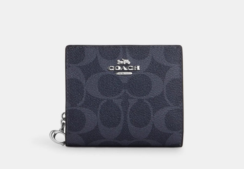 PORTAFOGLIO NUOVO CON ETICHETTE COACH DENIM SIGNATURE SNAP C3309 BORSA BORSETTA BIF CARTA DI CREDITO CARTA DI CREDITO