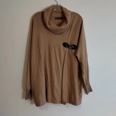 Suéter tostado 7th Ave New York & Co. para mujer talla XL manga larga cuello capucha Foto 1 de 4
