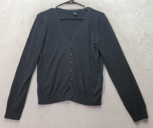 H&M Divided Cardigan Sweater Girls Size 10 Black Knit Cotton V Neck Button Front - Picture 1 of 8