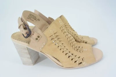 Naughty Monkey Womens Tan Suede Braided Peep Toe Slingback Bootie 9.5 - Image 1 of 4