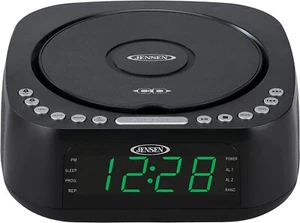 Jensen JCR-375 BLK Green LED CD/MP3 Clock Radio USB charge (Black)- New - Picture 1 of 6