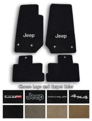 Jeep Wrangler Ultimats Carpet 4pc Floor Mat Set - Choose Color & Logo - Imagem 1 de 4