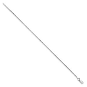Sterling Silver 1.5mm Rhodium Plated Diamond-cut Rope Chain Ankle Bracelet