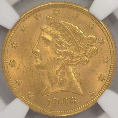 1906 D Liberty Head $5 Gold Coin NGC Graded MS 65 High Grade Strong Strike - Image 1 of 4