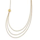 Real 14k Yellow Gold 3 Layer Ropa Chain Texture Side Circles W/ 2in Ext Necklace