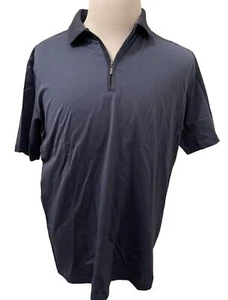 Hart Schaffner & Marx Polo Shirt 1/4 Zip Neck Mens Large Blue 100% Cotton Jersey - Picture 1 of 11