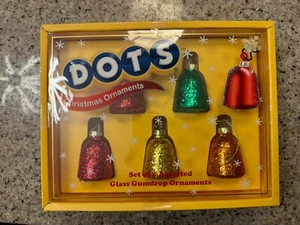 DOTS GLASS GLITTER GUMDROP CHRISTMAS ORNAMENTS Set Of 5 NEW RARE HTF - Picture 1 of 1