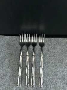 4 Reed & Barton Rebacraft Royal Bamboo Cocktail Forks Stainless Flatware Japan - Picture 1 of 21