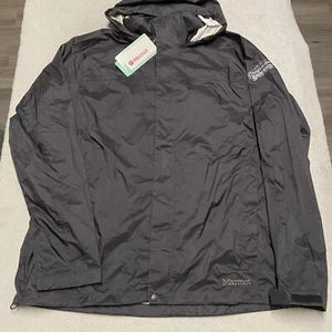 Marmot Precip Eco Jacket Mens XXL Black Waterproof Shell Hooded Hiking NEW - Picture 1 of 10