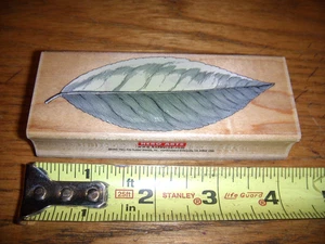 ELM LEAF DRAWING #H-1867 WOOD RUBBER STAMP MOUNTED NEW - Picture 1 of 2
