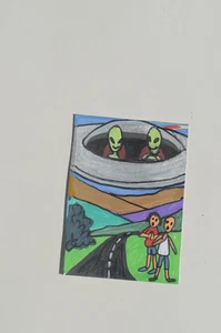 ACEO Originals Alien UFO Original Art Paintings not a print - Picture 1 of 3