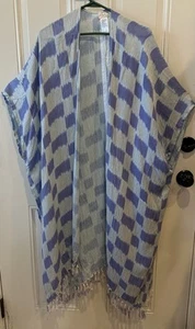 Free People kimono donna taglia unica blu a quadri Morning Glow spolverino tutto per tutti - Foto 1 di 14