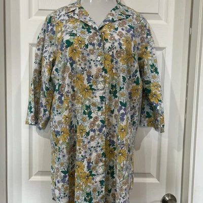 Camisa de noche Sonoma para mujer tejida mezcla de algodón floral con botones delanteros L Foto 1 de 4