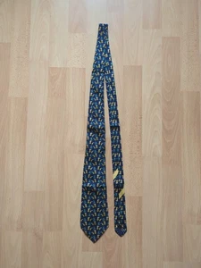 Salvatore Ferragamo Corbata Hombre Azul Caballos 100% Seda - Imagen 1 de 5