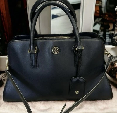Tory Burch Mini Black Leather Robinson Dome Satchel 8.5" x 12 approx EUC - Image 1 of 4