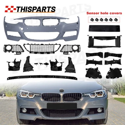 For 2012-2018 BMW 3 Series F30 F31 M Sport M Tech Front Bumper Cover Grille Set Foto 1 de 4