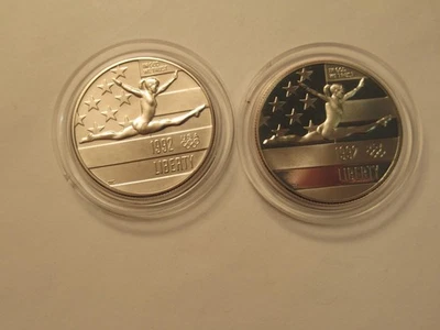 2 1992 US Gymnast Clad Half Dollars coins only w/ capsules 1 Proof + 1 UNC - Image 1 of 2