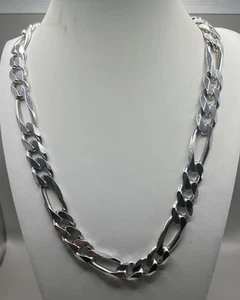 Sterling Silver 10.5mm Thick Figaro Link Chain 94.94g /22in - Picture 1 of 6