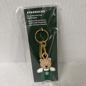 STARBUCKS Wiederverwendbarer Hot Cup Deckel Stopper BÄR 2025 Schlüsselanhänger Bearista - Bild 1 von 2