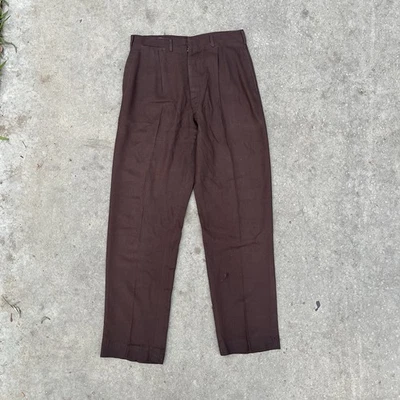 Calça gabardine vintage anos 50 e 60 marrom chocolate algodão perna larga 32x33 - Imagem 1 de 4