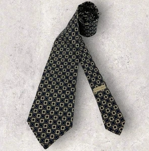 GIORGIO ARMANI VINTAGE Navy/Beige Geometric Silk LUXURY Tie ITALY - Picture 1 of 6