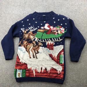 Maglione vintage cimelio da collezione donna medio Babbo Natale renna Natale anni 90 - Foto 1 di 14