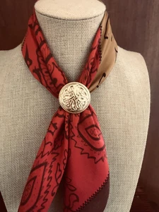 Western Scarf slide -Bandana Slide-Cowgirl gift-Gold floral - Foto 1 di 5