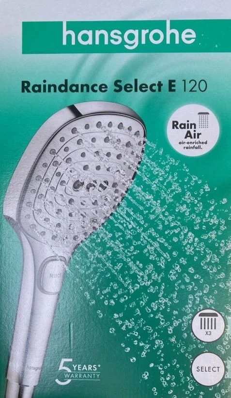 NEU Hansgrohe Raindance Select E 120 3 Strahlarten Chrom Duschkopf - handbrause - Bild 1 von 1