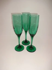 Juego de 3 copas de flauta de champán acanaladas de enebro lágrima de vidrio Libbey vintage - Imagen 1 de 4