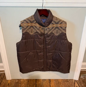 Pendleton Aztec Diamond Desert Pattern Puffer Vest Men's Size Large Wool Navajo - Picture 1 of 12