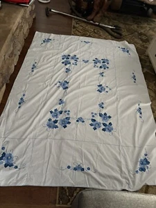 blue and white tablecloth rectangle 120” X 64” - Picture 1 of 4
