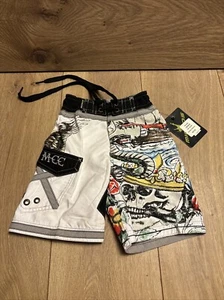 Micros Toddler Boys White Skull Snakes Eagle Swim Trunks Board Shorts Size 2T - Picture 1 of 11