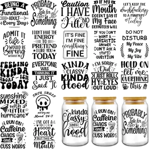 UV DTF Cup Wraps - 20 Sheets Sarcastic Quotes UV DTF Cup Wraps for 16 oz Glas... - Picture 1 of 1