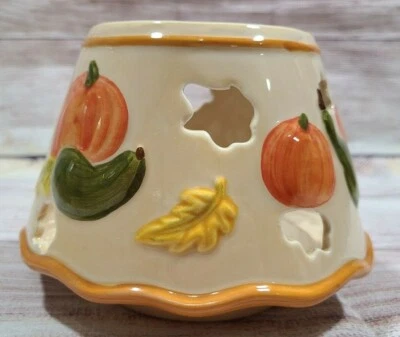 Tarro de hojas de otoño de calabaza de cerámica tapa superior de velas  Foto 1 de 4