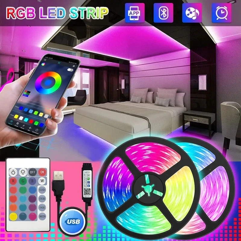5V Led Lights Strip For Room Usb Rgb Tape For Tv Kitchen 5M 10M Gaming Room Deco - Image 1 of 4