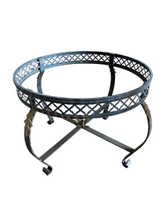 Vintage Outdoor Patio Iron 40” Round Table Gold Leaf and Rose - Picture 1 of 5