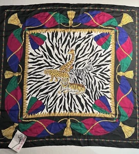 Vintage Diane von Furstenberg Exotic Animal Silk Scarf Signed 100% Silk 1995 NWT - Picture 1 of 11