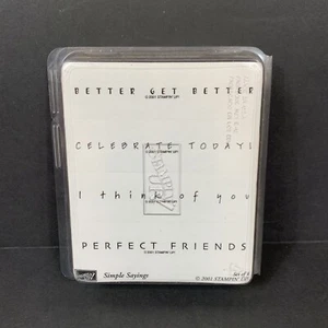 Stampin' Up! Simple Sayings Wood Mount Rubber Stamp Set 4pc Friend -2001-EUC - Picture 1 of 2
