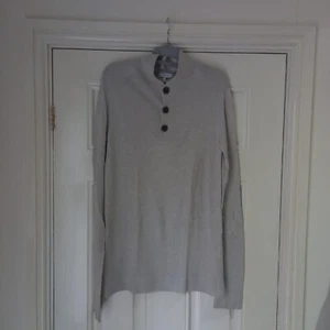 Jersey Reiss Mezcla Lana Alpaca Tejido Gris Pullover Abotonado Para Hombre Pequeño - Imagen 1 de 9