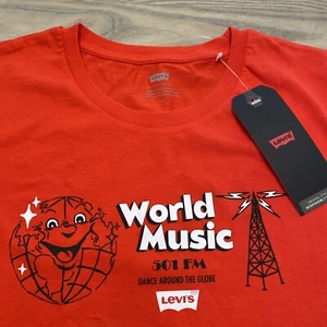 NEW Levi's Red World Music 501 FM T-shirt Boys size Large Shirt Sleeve NWT - Picture 1 of 15