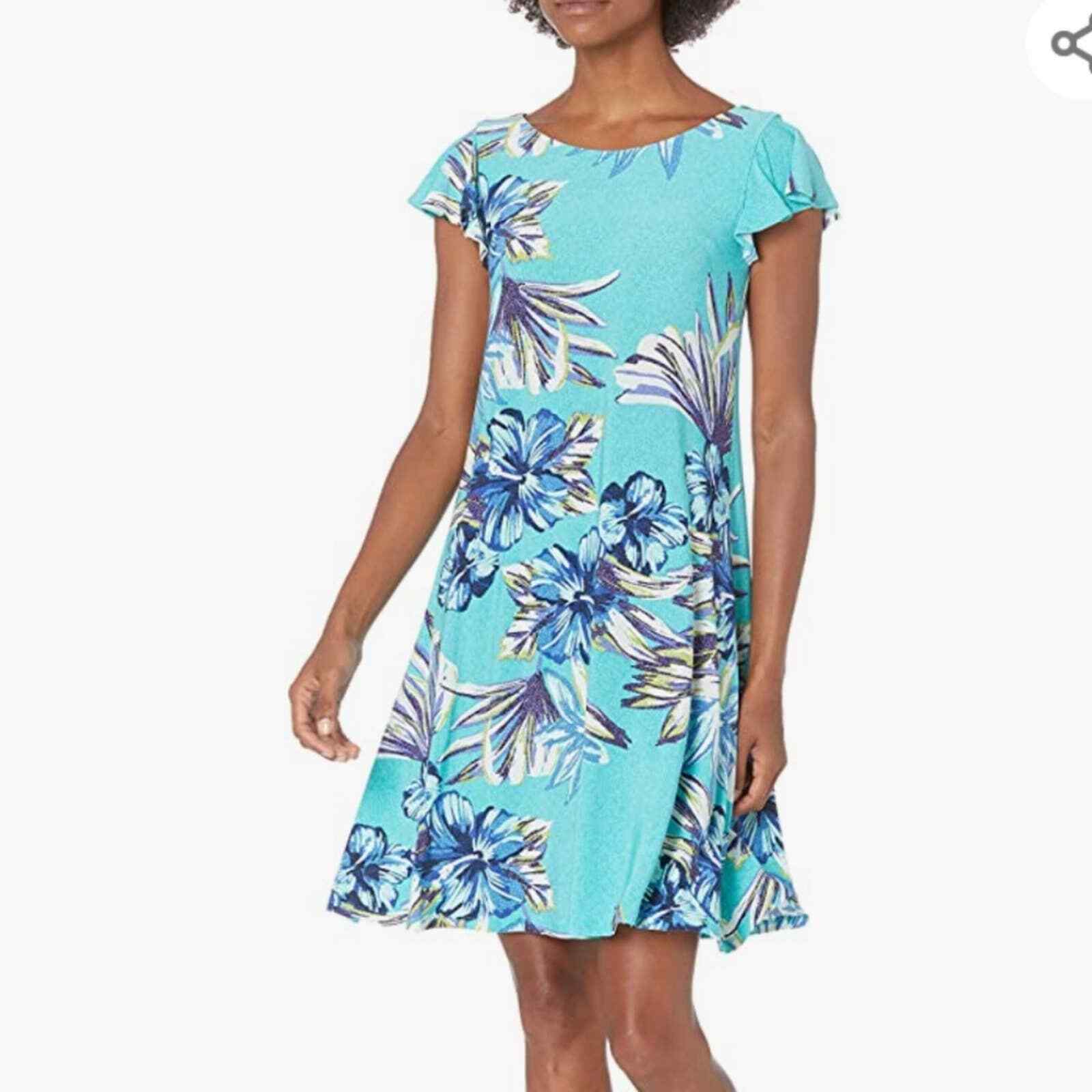 Mint Turquoise Tropical Aline Dress 